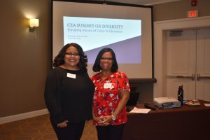 Faith Sweeney and Sandra Peterkin welcome educators to CEA's Summit on Diversity. 