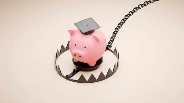 piggy bank in a trap